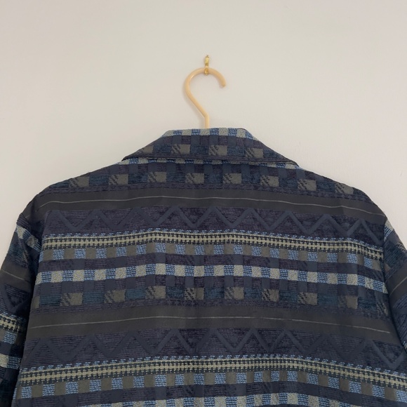 Vintage 90s Sag Harbor All Over Block Wave Quilted Embroidery Jacket size 16 - Picture 7 of 8